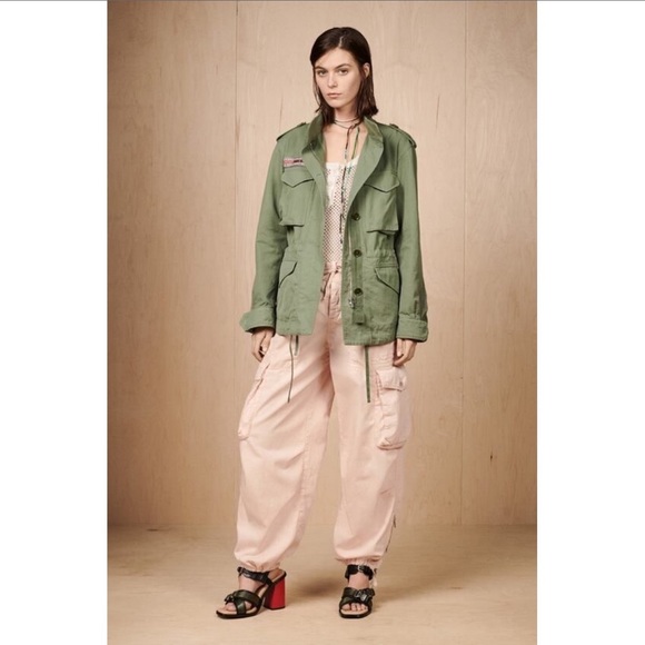 Zara SRPLS Cargo Pants High Waist Pink Pastel Button Fly Lyocell NWT New M - Picture 5 of 8